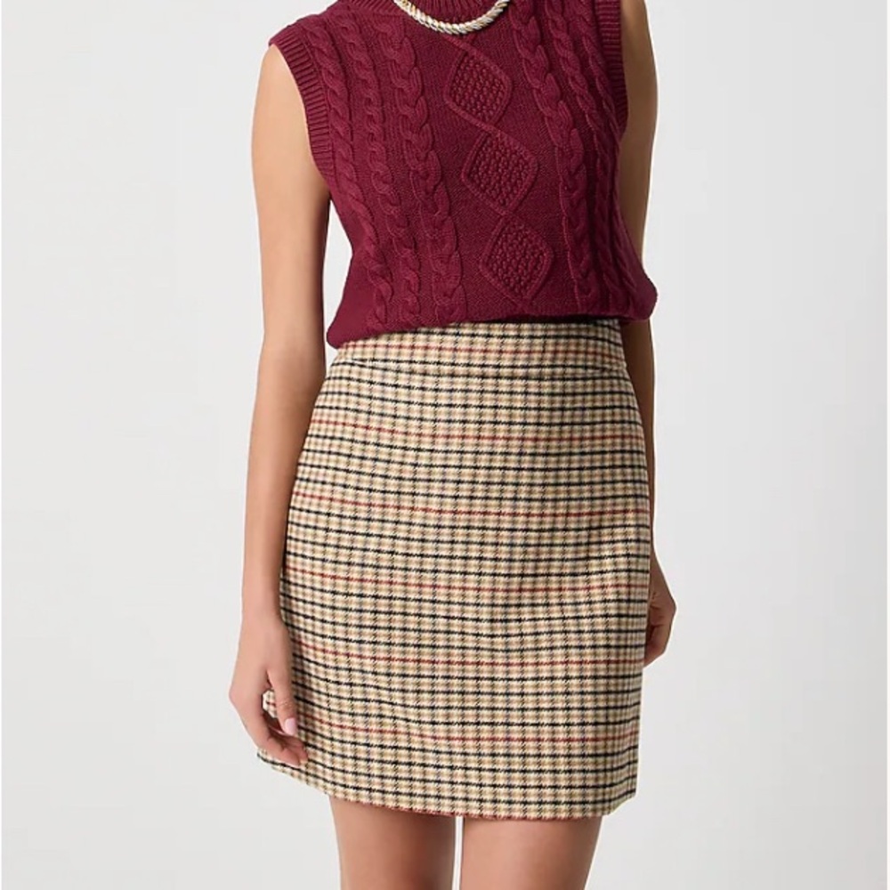 J. Crew Plaid Wool-blend A-line Mini Skirt